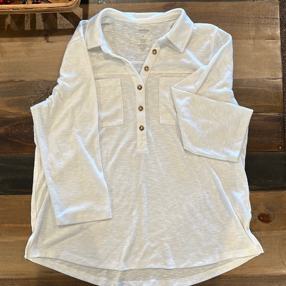 Sonoma 3/4 Sleeve Button with Collar